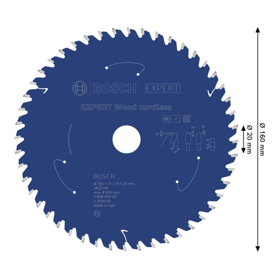 Bosch EXPERT Cirkelzaagblad hout, 160x1,45x20 mm, Z48