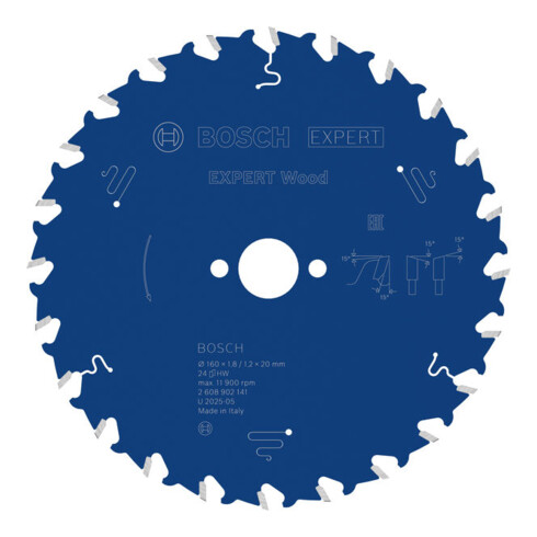 Bosch EXPERT Cirkelzaagblad hout, 160x1,8x20 mm, Z24