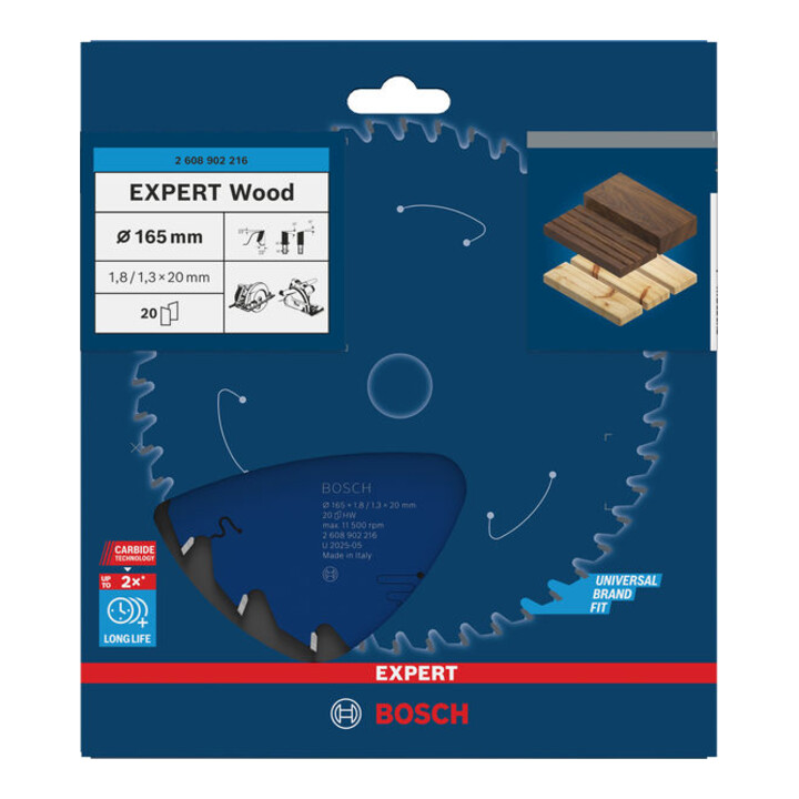 Bosch EXPERT Cirkelzaagblad hout, 165x20 mm, Z20