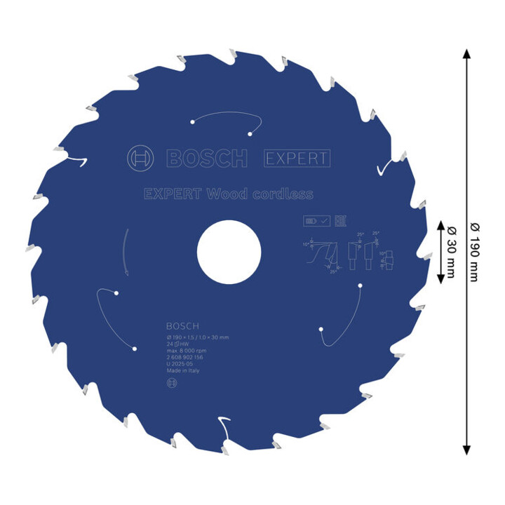 Bosch EXPERT Cirkelzaagblad hout, 190x30 mm, Z24