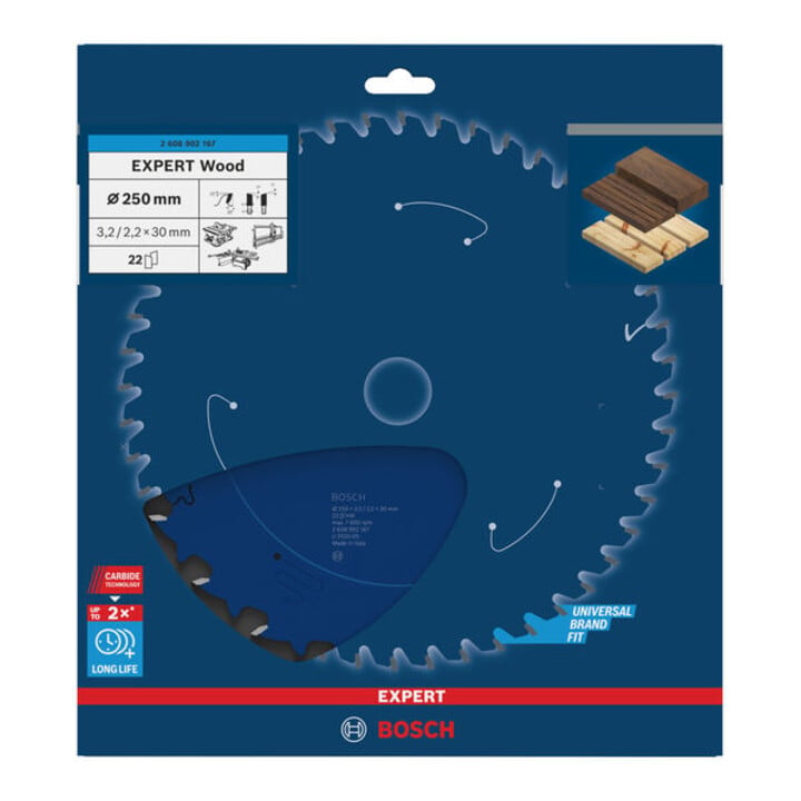Bosch EXPERT Cirkelzaagblad hout, 250x30 mm, Z22
