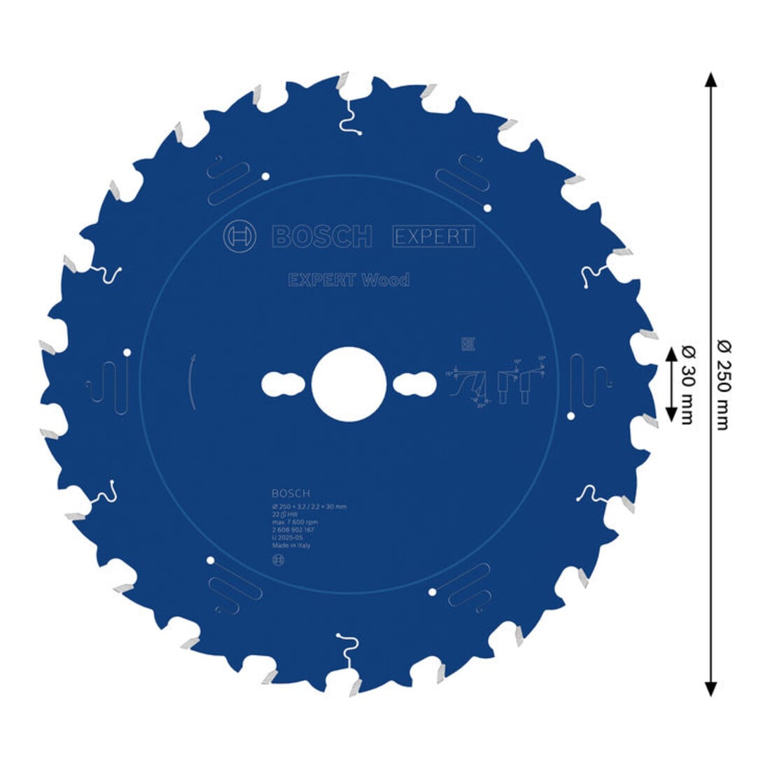 Bosch EXPERT Cirkelzaagblad hout, 250x30 mm, Z22