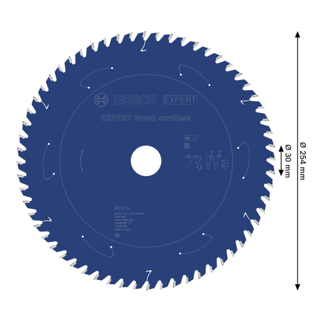 Bosch EXPERT Cirkelzaagblad hout, 254x1,6x30 mm, Z60