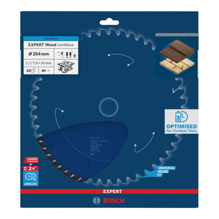 Bosch EXPERT Cirkelzaagblad hout, 254x1,6x30 mm, Z60