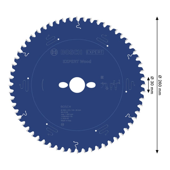 Bosch EXPERT Cirkelzaagblad hout, 260x30 mm, Z60