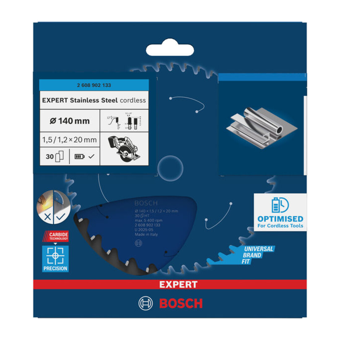 Bosch EXPERT Cirkelzaagblad roestvrij staal, 140x20 mm, Z30