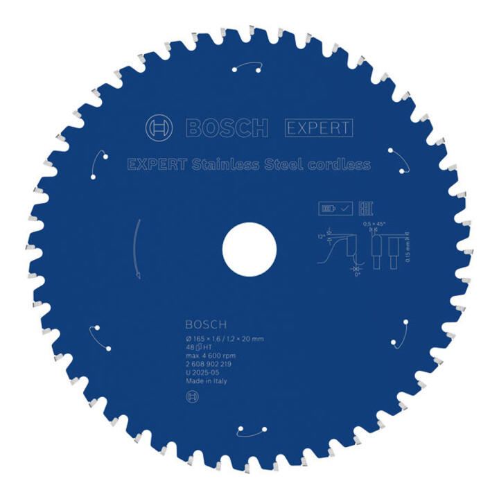 Bosch EXPERT Cirkelzaagblad roestvrij staal, 165x20 mm, Z48