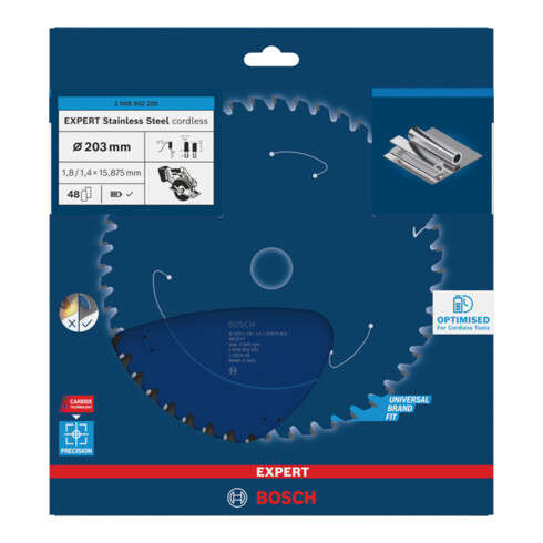Bosch EXPERT Cirkelzaagblad roestvrij staal, 203x15,88 mm, Z48