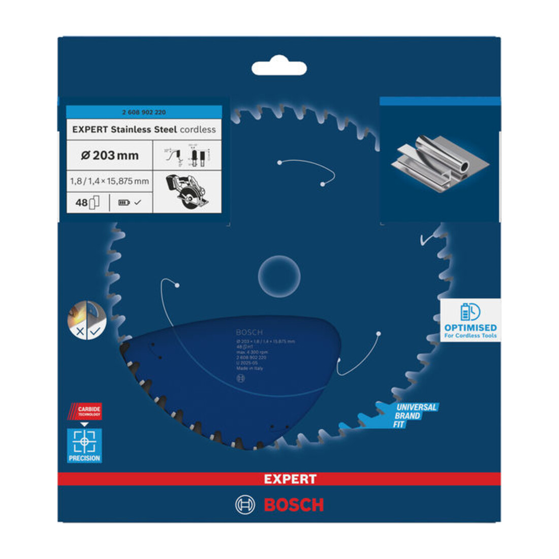 Bosch EXPERT Cirkelzaagblad roestvrij staal, 203x15,88 mm, Z48