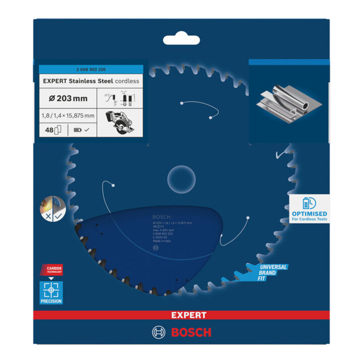 Bosch EXPERT Cirkelzaagblad roestvrij staal, 203x15,88 mm, Z48