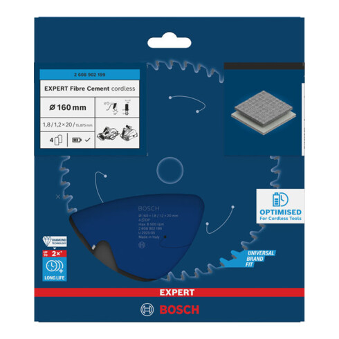Bosch EXPERT Cirkelzaagblad vezelcement, 160x1,8x20 mm, Z4