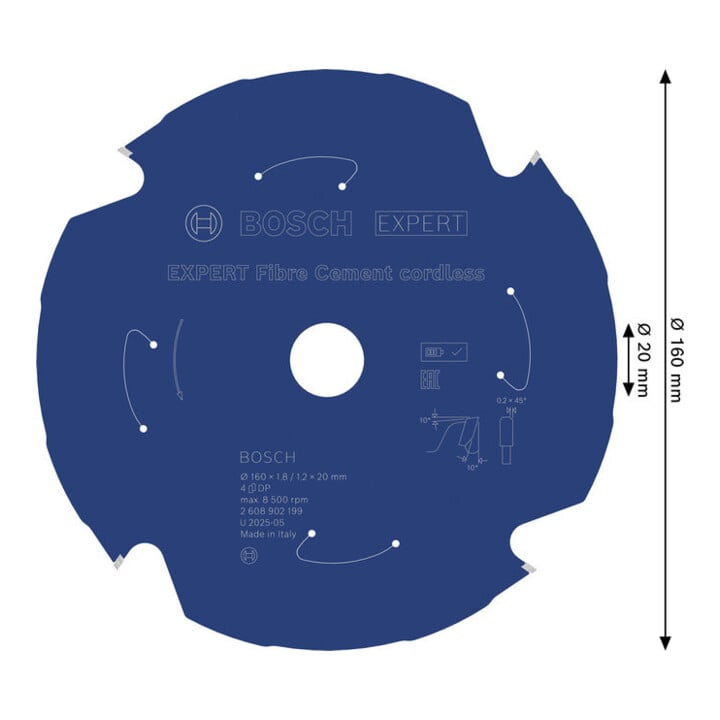 Bosch EXPERT Cirkelzaagblad vezelcement, 160x1,8x20 mm, Z4