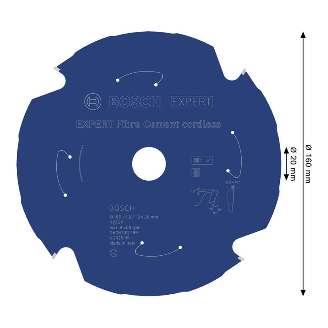 Bosch EXPERT Cirkelzaagblad vezelcement, 160x1,8x20 mm, Z4