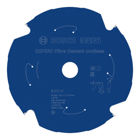 Bosch EXPERT Cirkelzaagblad vezelcement, 160x1,8x20 mm, Z4
