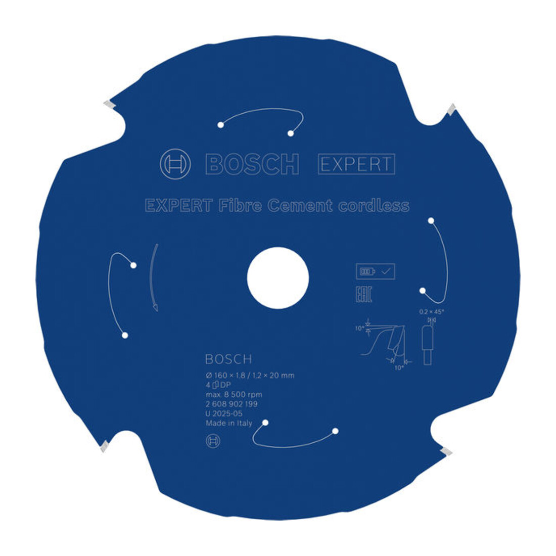 Bosch EXPERT Cirkelzaagblad vezelcement, 160x1,8x20 mm, Z4