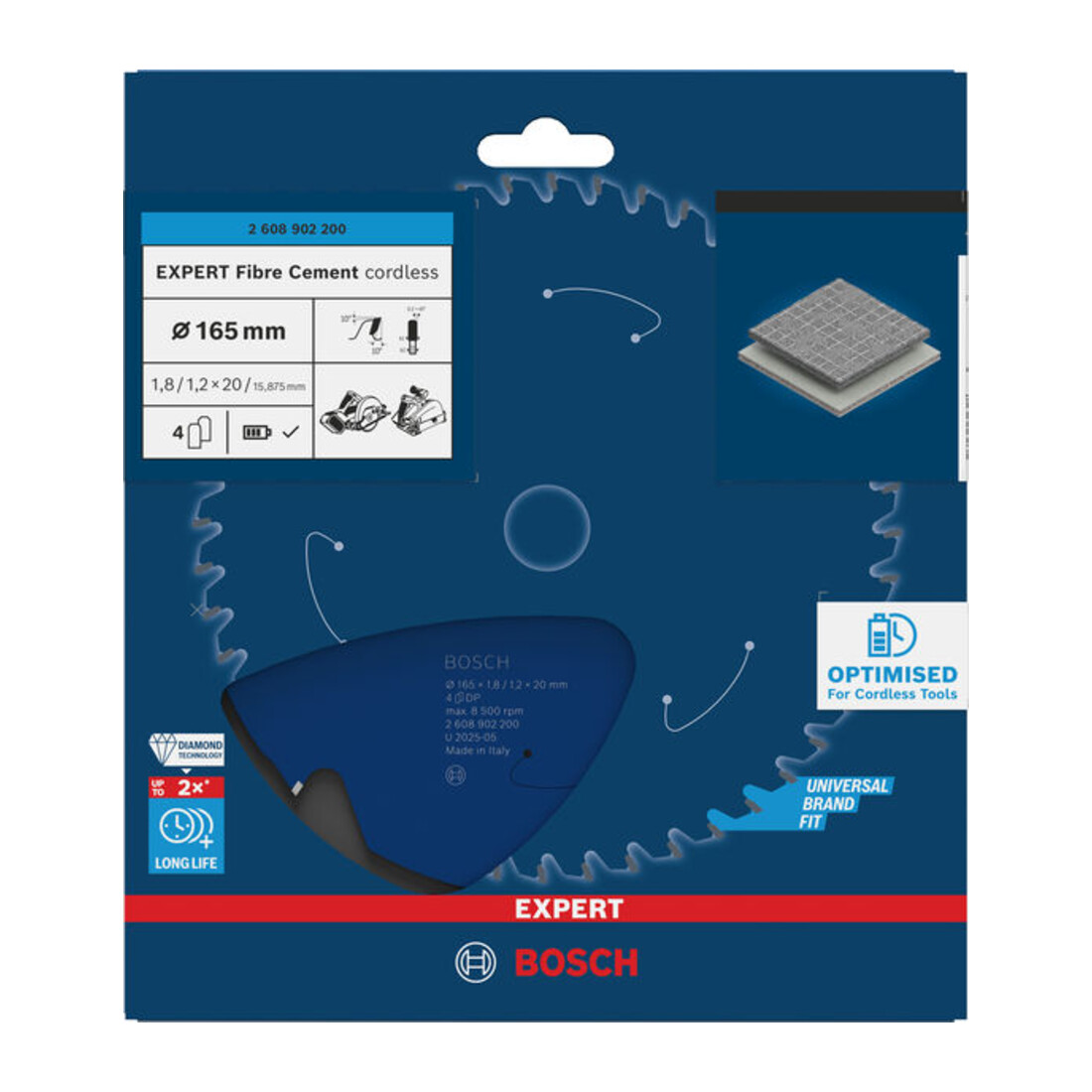 Bosch EXPERT Cirkelzaagblad vezelcement, 165x20 mm, Z4