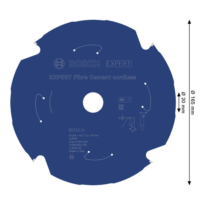 Bosch EXPERT Cirkelzaagblad vezelcement, 165x20 mm, Z4