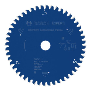 Bosch EXPERT Cirkelzaagblad voor gelamineerde panelen, 165x1,8x20 mm, Z48