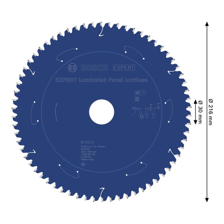 Bosch EXPERT Cirkelzaagblad voor gelamineerde platen, 216x2,1x30 mm, Z66