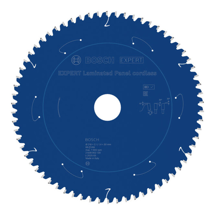 Bosch EXPERT Cirkelzaagblad voor gelamineerde platen, 216x2,1x30 mm, Z66