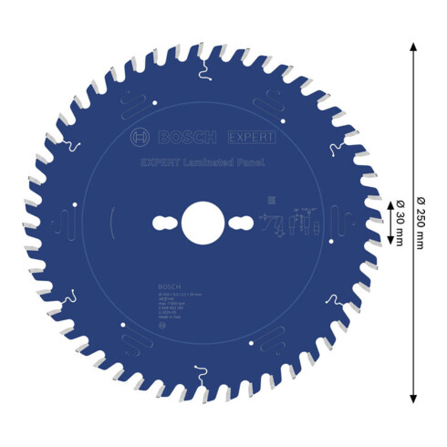 Bosch EXPERT Cirkelzaagblad voor gelamineerde platen, 250x30 mm, Z48