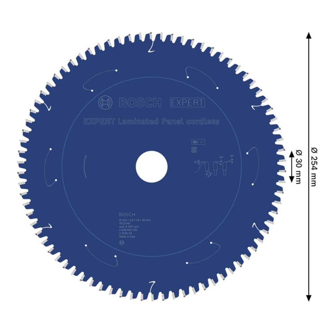 Bosch EXPERT Cirkelzaagblad voor gelamineerde platen, 254x30 mm, Z78