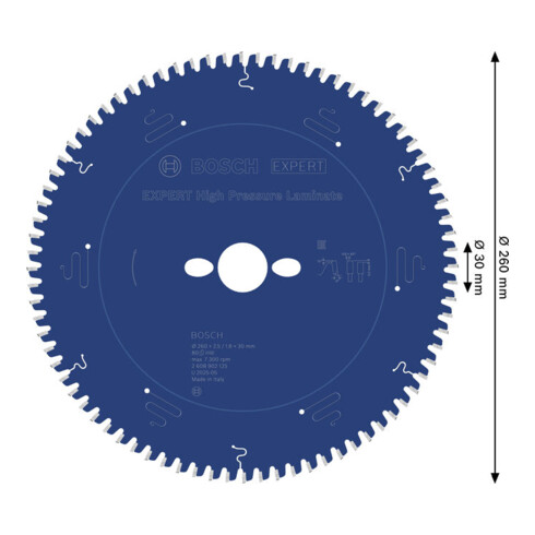 Bosch EXPERT Cirkelzaagblad voor HPL, 260x30 mm, Z80