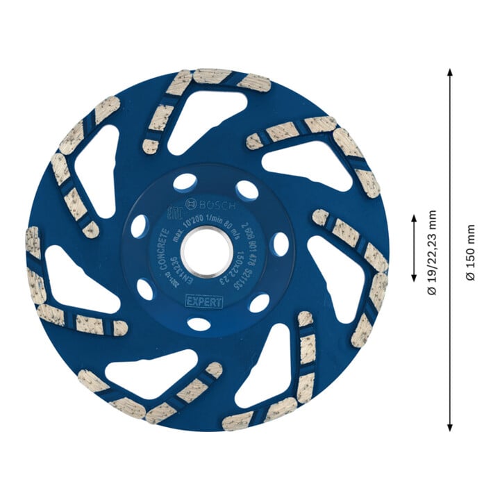 Bosch EXPERT Concrete beker schijf, 150 x 22,23 x 4,5 mm. voor betonmolen