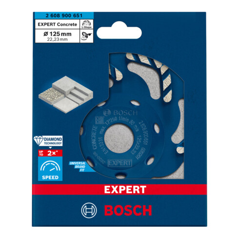 Bosch EXPERT Concrete Diamanttopfscheibe 125 x 22,23 x 4,5mm für Betonschleifer und Winkelschleifer