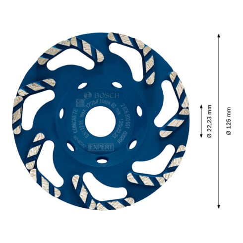 Bosch EXPERT Concrete Diamanttopfscheibe 125 x 22,23 x 4,5mm für Betonschleifer und Winkelschleifer