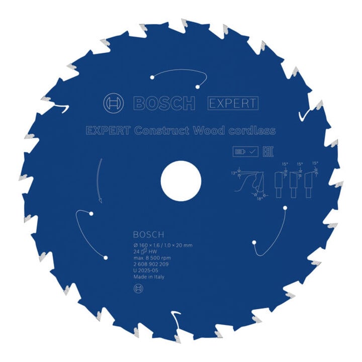 Bosch EXPERT Construct Houtcirkelzaagblad, 160x1,6x20 mm, T24