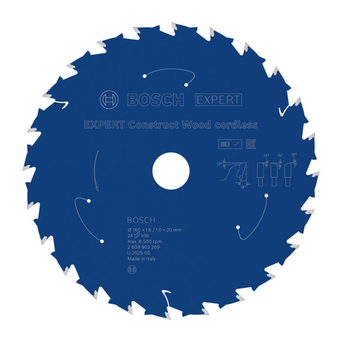 Bosch EXPERT Construct Lama per sega circolare legno, 160x1,6x20 mm, T24