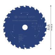 Bosch EXPERT Construct Lama per sega circolare legno, 165x1,6x20 mm, T24-4