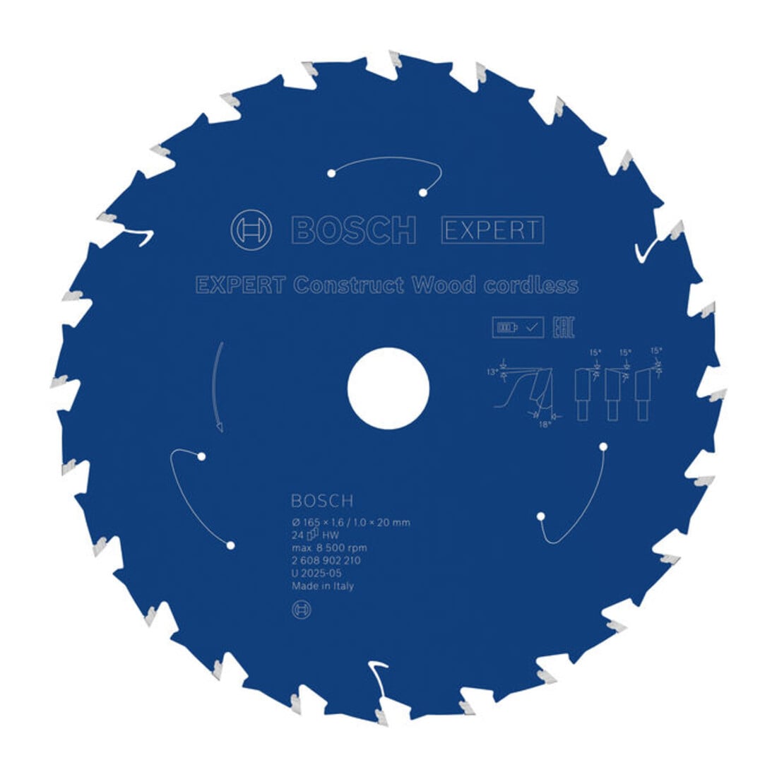 Bosch EXPERT Construct Lama per sega circolare legno, 165x1,6x20 mm, T24