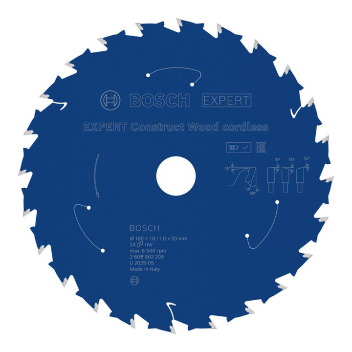 Bosch EXPERT Construct Lame de scie circulaire bois, 160x1,6x20 mm, T24