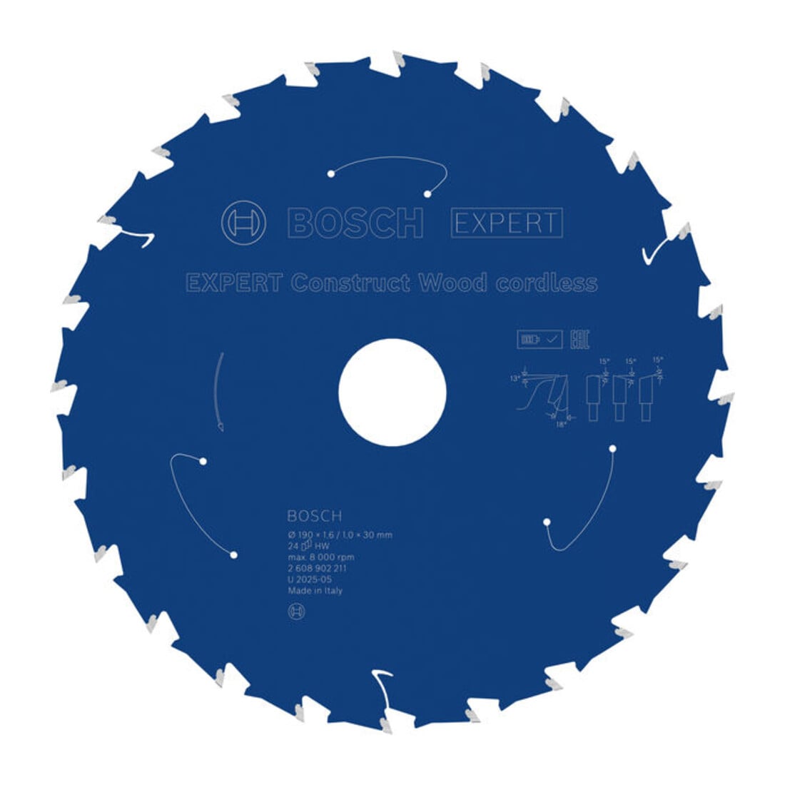 Bosch EXPERT Construct Lame de scie circulaire bois, 190x1,6x30 mm, T24