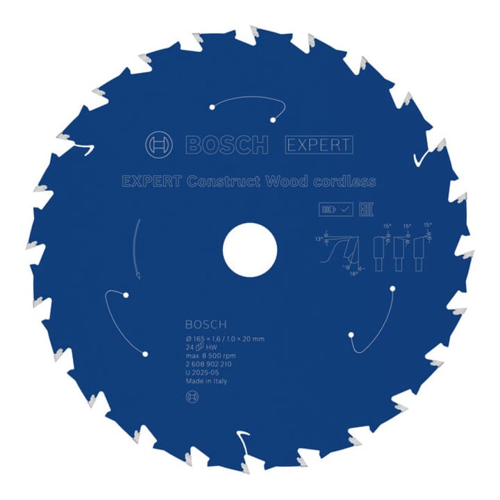 Bosch EXPERT Construct Lame de scie circulaire pour bois, 165x1,6x20 mm, T24