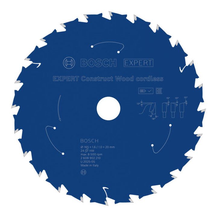 Bosch EXPERT Construct Wood cirkelzaagblad, 165x1,6x20 mm, T24