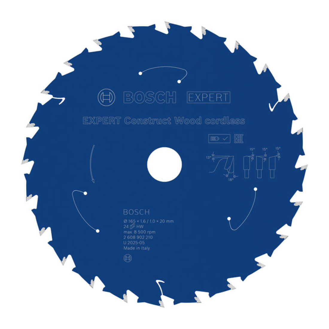 Bosch EXPERT Construct Wood cirkelzaagblad, 165x1,6x20 mm, T24