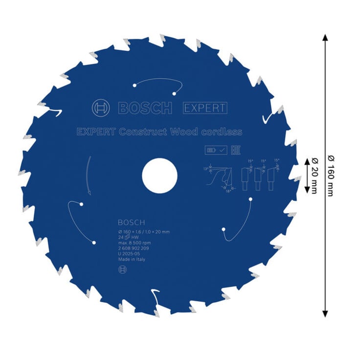 Bosch EXPERT Construct Wood Kreissägeblatt, 160x1,6x20 mm, T24
