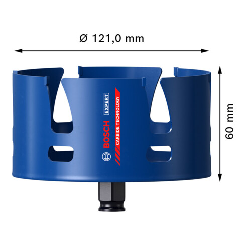 Bosch EXPERT Construction Material Lochsäge 121 x 60mm für Dreh- und Schlagbohrer