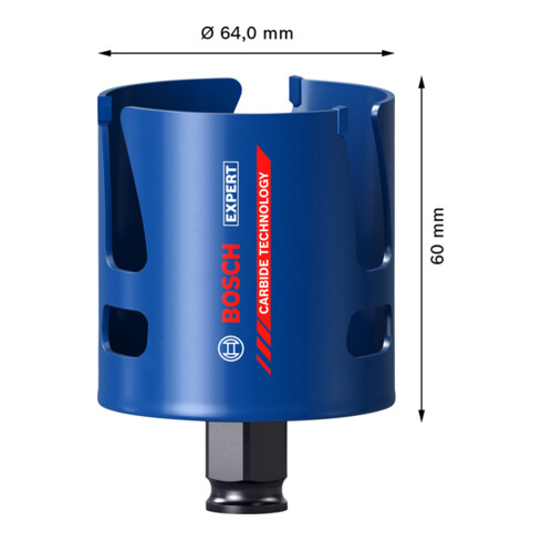 Bosch EXPERT Construction Material Lochsäge 64 x 60mm für Dreh- und Schlagbohrer