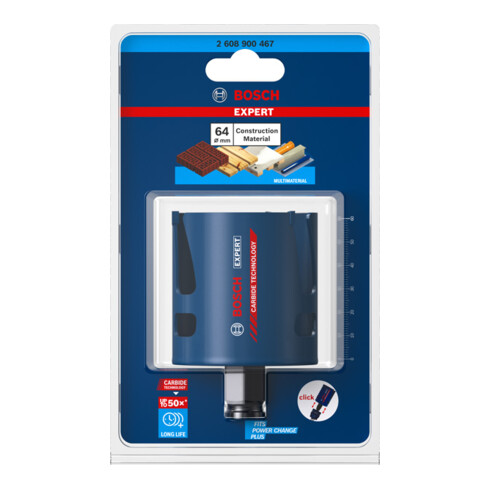 Bosch EXPERT Construction Material Lochsäge 64 x 60mm für Dreh- und Schlagbohrer