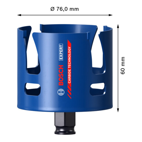 Bosch EXPERT Construction Material Lochsäge 76 x 60mm für Dreh- und Schlagbohrer