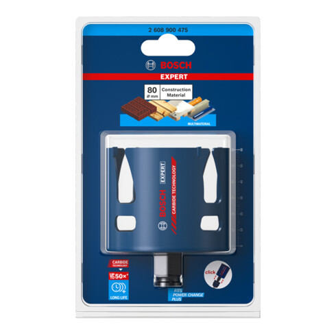 Bosch EXPERT Construction Material Lochsäge 80 x 60mm für Dreh- und Schlagbohrer