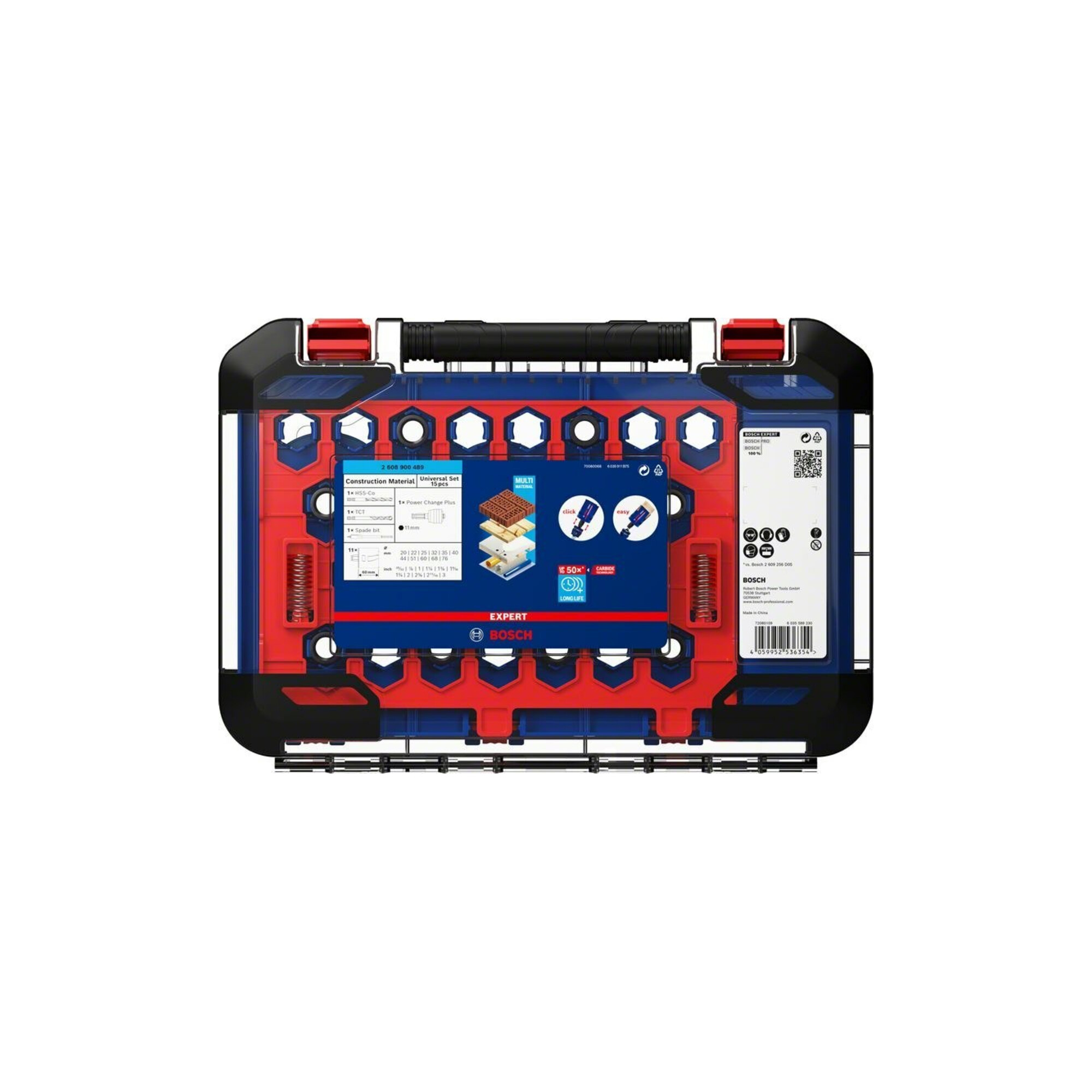 BOSCH EXPERT Construction Material Lochsäge-Set 20/22/25/32/35/40/44/51/60/68/76mm 15-tlg. für Dreh- und Schlagbohrer