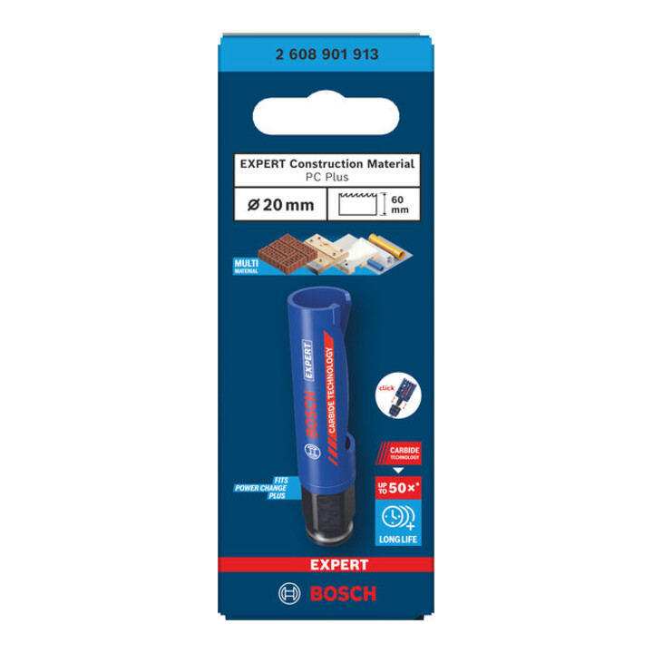 Bosch EXPERT Construction Material Power Change Plus gatenzaag, 20 x 60 mm