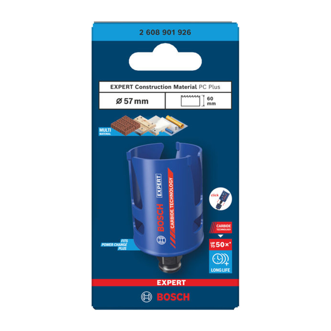 Bosch EXPERT Construction Material Power Change Plus gatenzaag, 57 x 60 mm