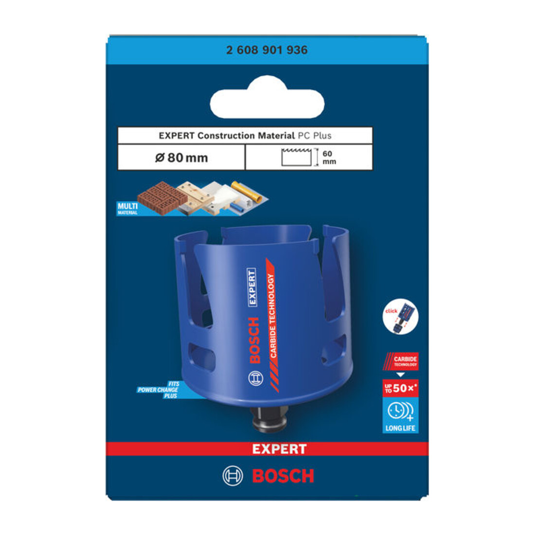 Bosch EXPERT Construction Material Power Change Plus gatenzaag, 80 x 60 mm