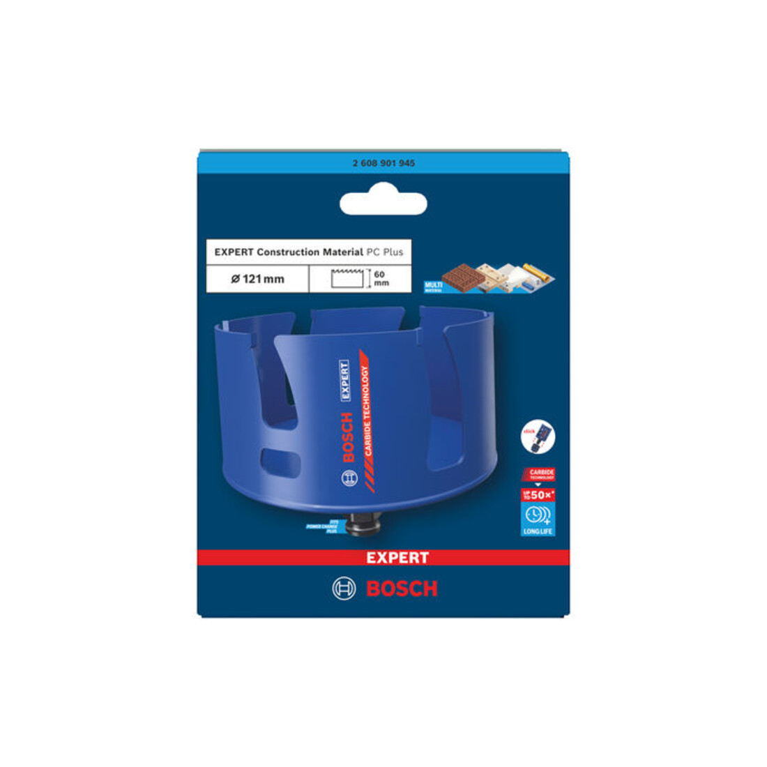 Bosch EXPERT Construction Material Power Change Plus Lochsäge, 121 x 60 mm